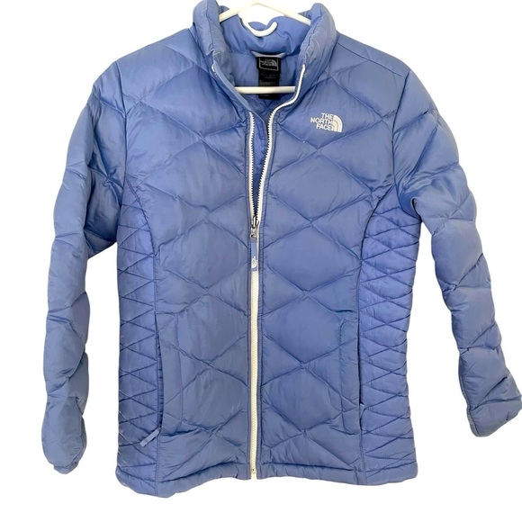 The North Face Girls XL (18) Periwinkle Lavender Quilted 550 Puffer‎ Coat Rare - Picture 1 of 7